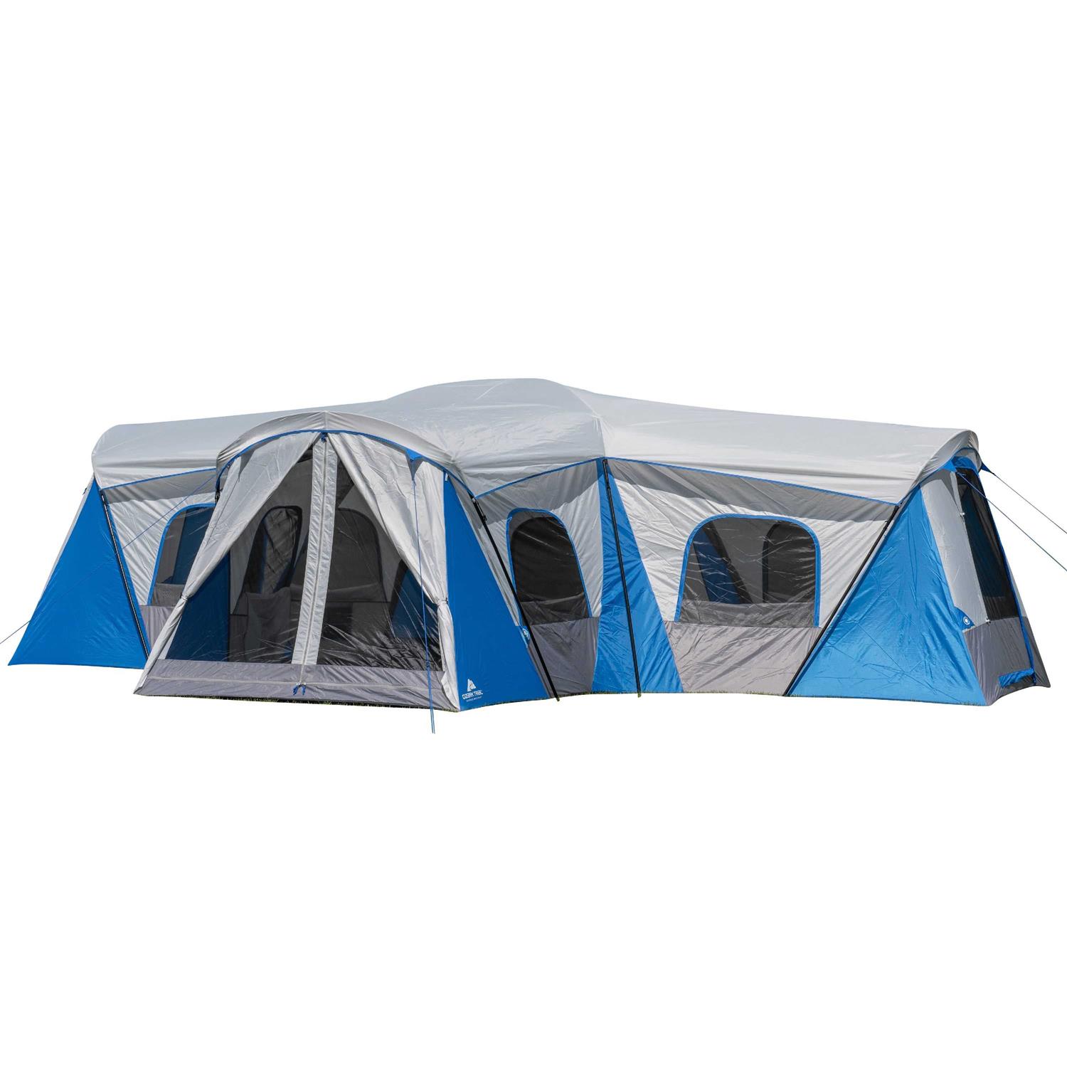 Ozark Trail 16-Person 3-Room Family Cabin Tent, with 3 Entrances, Size ...