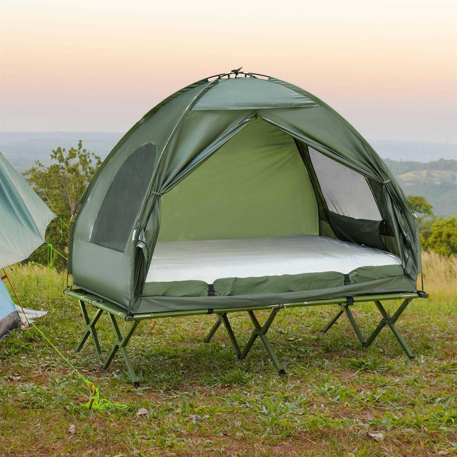 Outsunny Compact Pop Up Portable Folding Outdoor Elevated Camping Cot ...