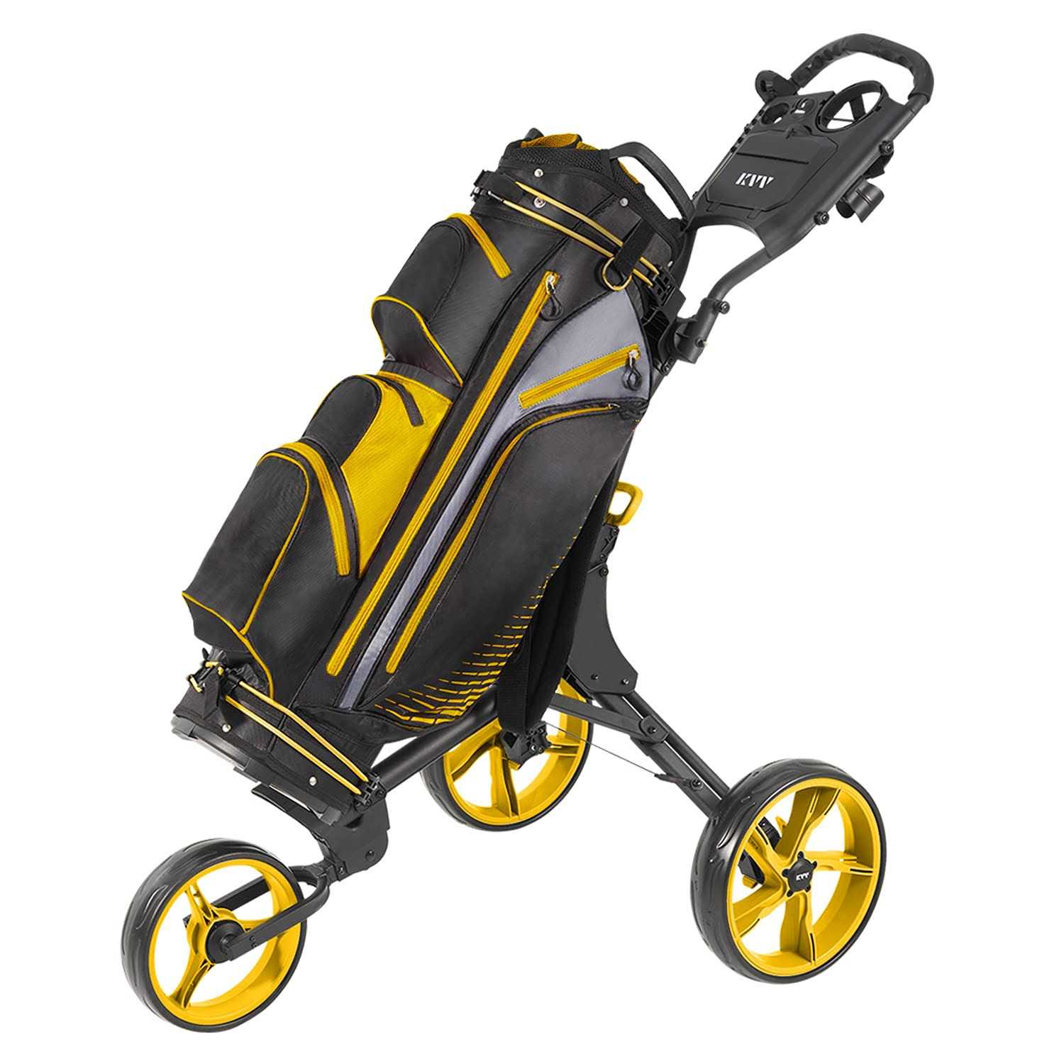 KVV 3 Wheel Foldable/Collapsible Golf Push Cart Ultra Lightweight ...